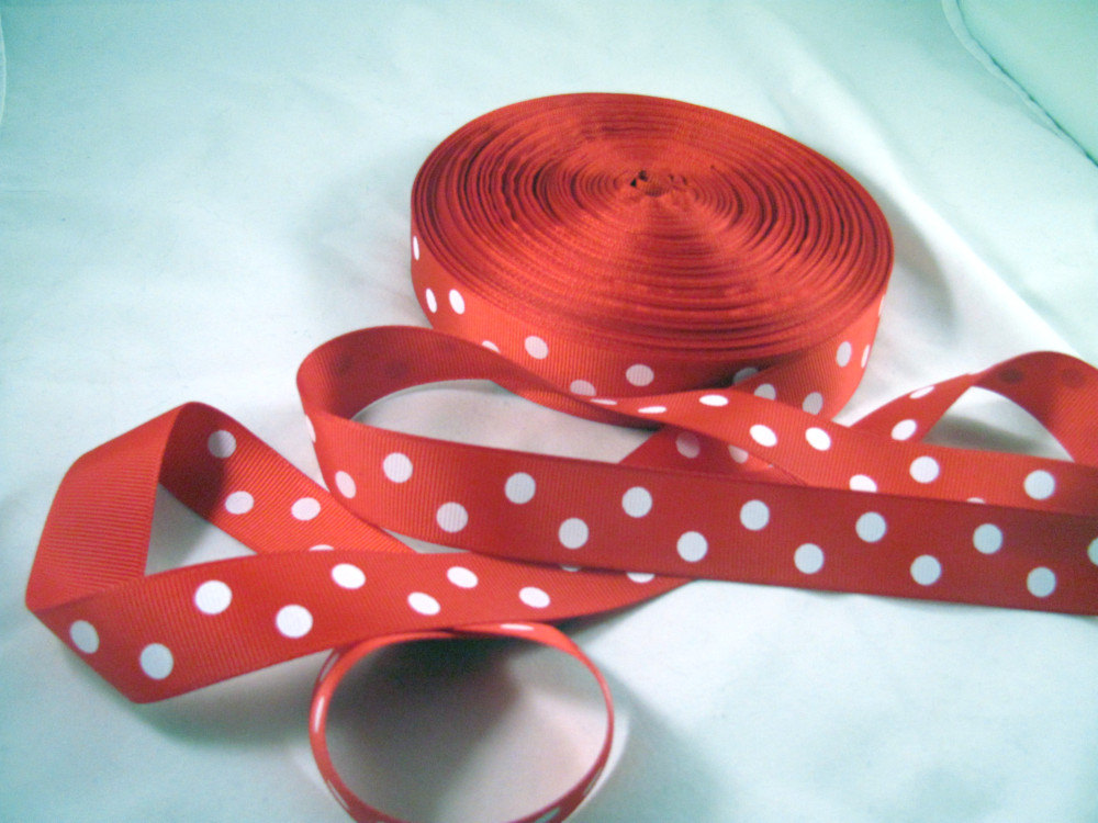 Red & White Polka Dot Ribbon - 3 Yards